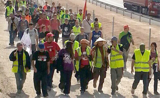 La marcha de la dignidad llegar este domingo a Totana a las 5.30  de la tarde procedente de Lorca,